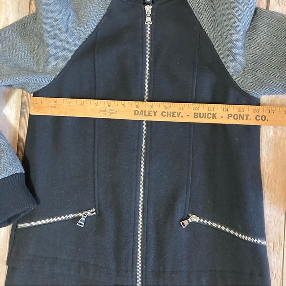 Express wool blend black coat without hood XS herringbone sleeves dry clean only - Picture 3 of 12